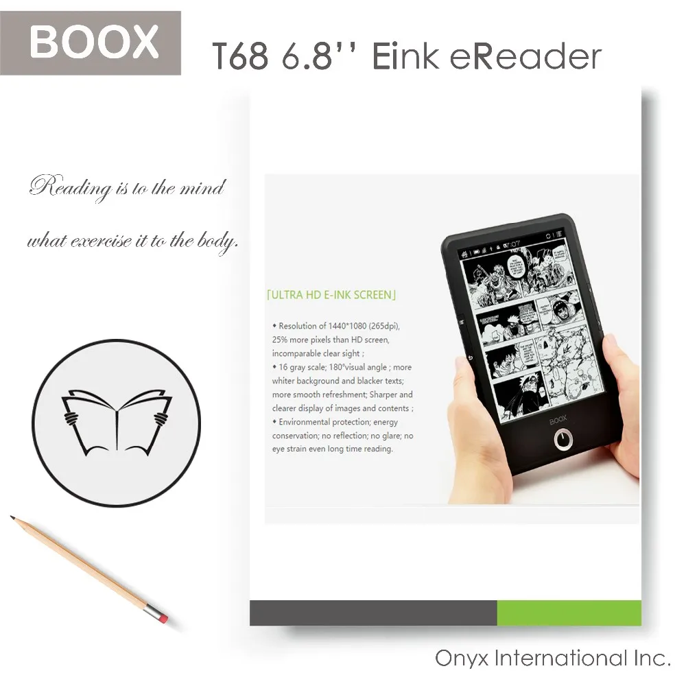 Электронная чернильная электронная книга 6 8 дюйма с системой Android может запустить приложение для чтения книг Aldiko