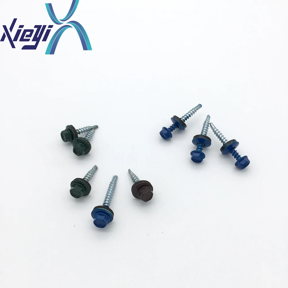Nylon head screw with rubber washer, Hex head self drilling screw, china screw factory