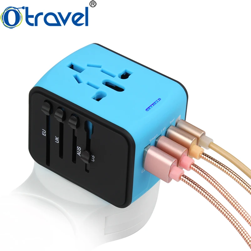 Otravel SL-199-3U-T 3USB Type-C 5V 3.4A Универсальный адаптер для путешествий с вилками EU UK US AUS