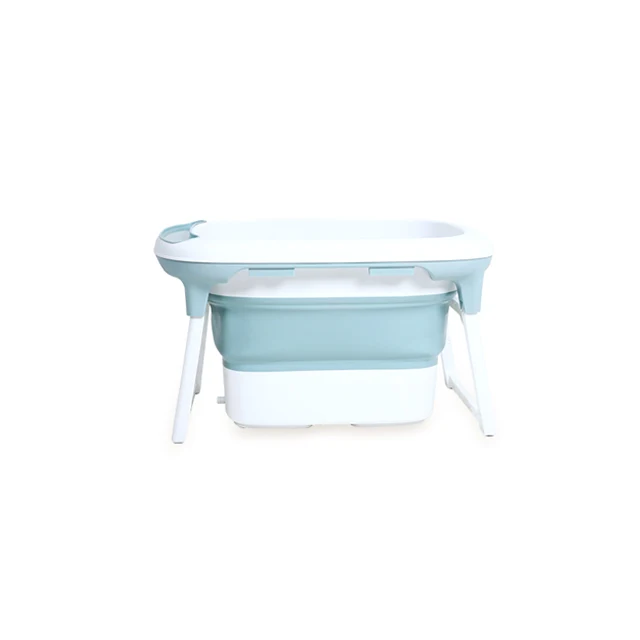 
Baby Folding Tub, Infant Collapsible Portable Shower Basin Foldable Bathtub with Non Slip Mat Easy for Travelling Baby 