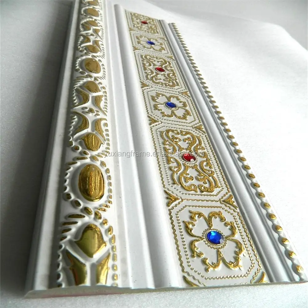 middle east white color large size polystyrene cornice moulding with colorful acrylic diamond