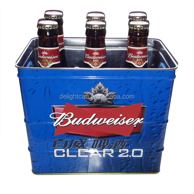 Customized print Ice beer Beverage Tin Bucket metal ice tin bucket for beer