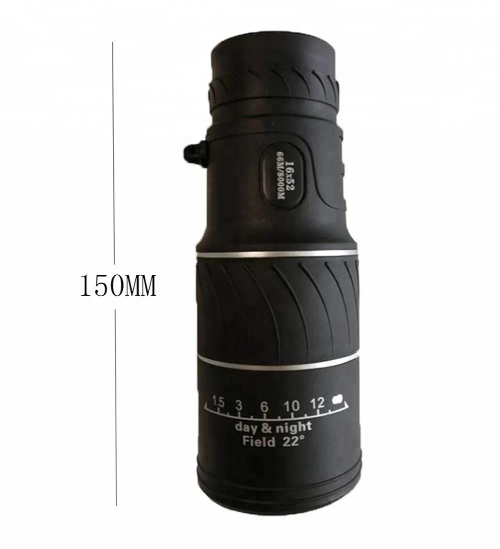 Phone Telescope 16x52 Zoom Hiking Dual Focus Monocular Telescope with Phone Holder Pouch