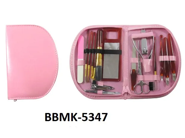 BEST Steel Nail Care Cuticle Pusher Trimmer Scissor Nipper Tools Kit Professional Manicure Pedicure Set in Beige Case