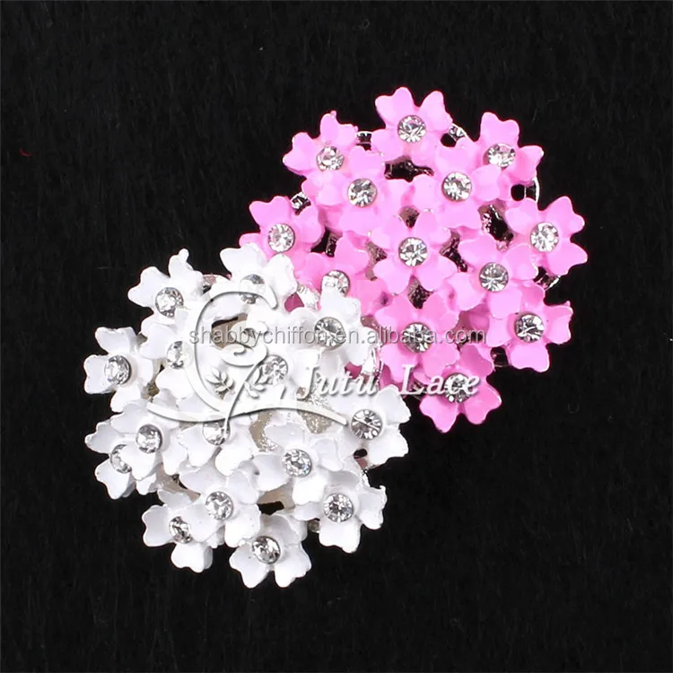 25 мм розового и белого цветов на пуговицах с цветочным принтом со стразами центр-плоские с одной стороны Стразы garment accessories-аксессуары для волос украшения