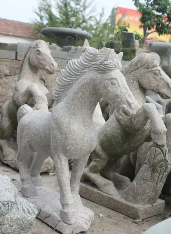 Garden Decorative Pink Granite Small Animal Life Size Horse Stone Outdoor Statues