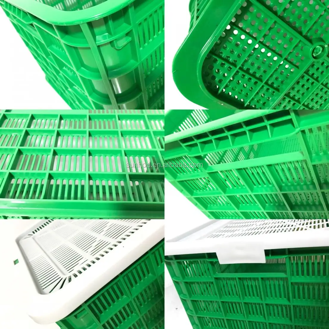 hot sale Plastic mesh crate with lid for seafood lobster crab 65L 60kg load capacity Plastic trays crates and containers