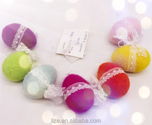 
2018 hot sales home crafts holiday decorations felt wool handmade hanging easter egg decoration 