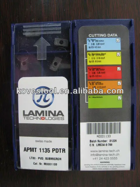 La-mina carbide milling insert APMT 1135 PDTR LT30 cutting tool