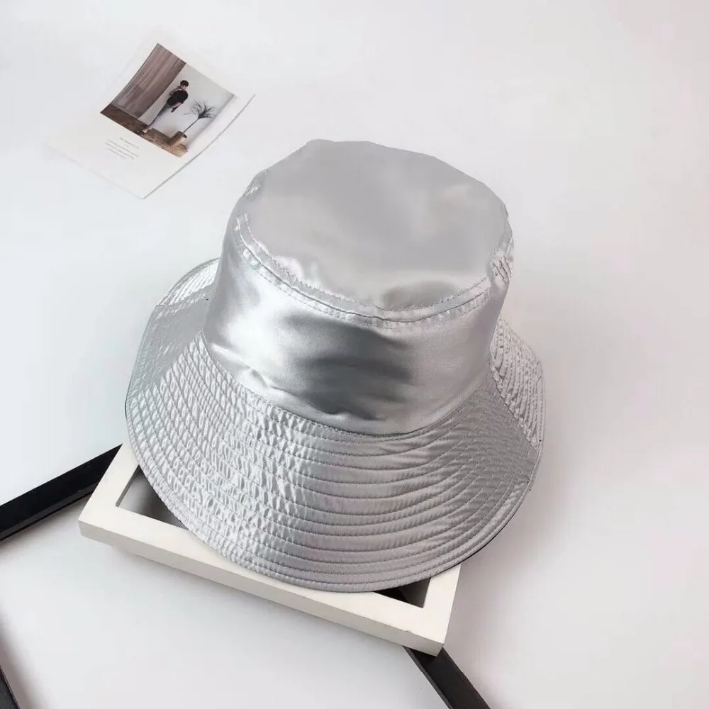 fashion unisex plain basic style solid  satin fabric bucket hat