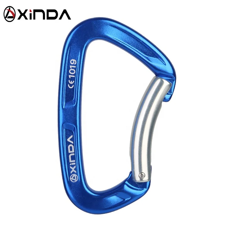 XINDA manufacturer direct supply 25kN CE UIAA bent gate 7075 aluminum carabiner  for climbing