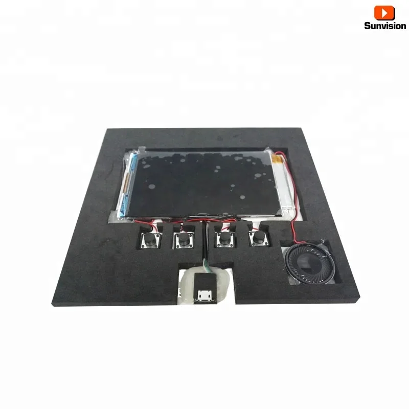 china factory  customized 2.4 4.3, 5, 7 inch screen brochure display components tft lcd video greeting card module with eva