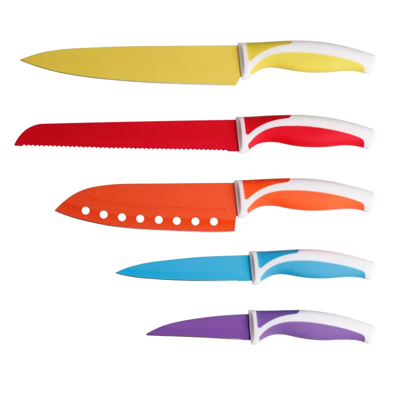 Multicolor 5 pcs kitchen tools Stainless Steel Kitchen Knife Set Plastic Handle Non Stick Color Knives Set (1319866772)