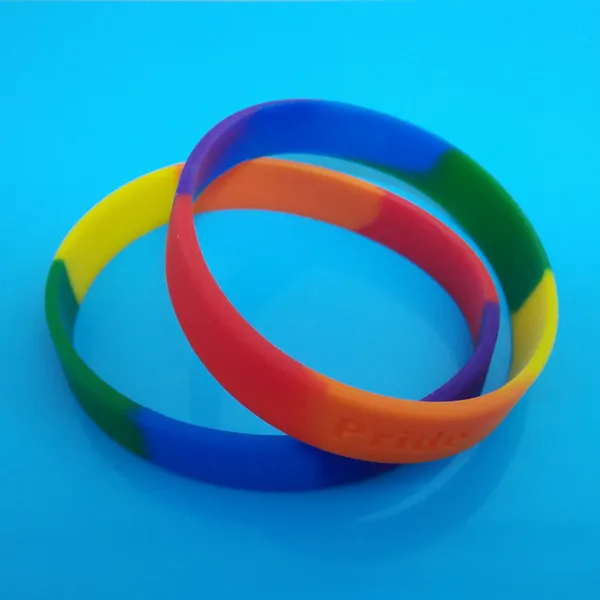 Colorful Rainbow Silicone Bracelets/7  Colors Segmented Silicone Wristbands/Rainbow Bands