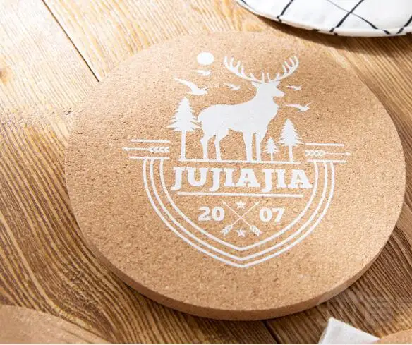 Custom Logo Cup Mat Eco Friendly Cork Tableware solid color blank Round cork coaster round placemats for Table Protection