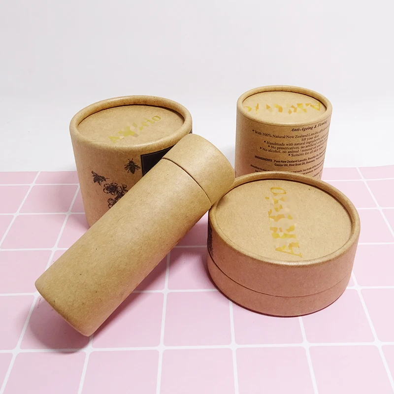 Biodegradable cream packaging round cylinder kraft paper tube for cosmetics