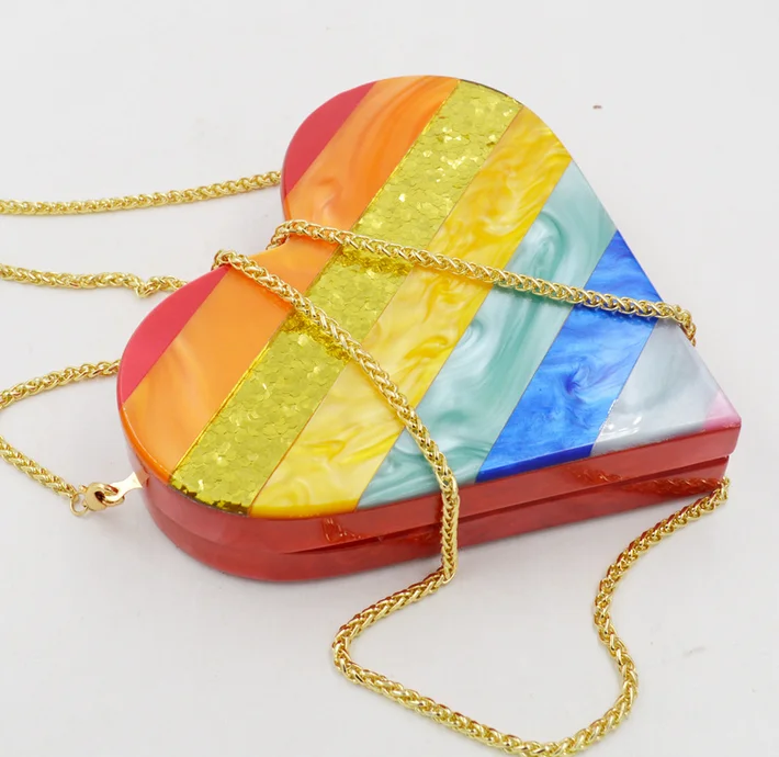 
Heart shape acrylic shoulder chain purses clutches bags in evening party handbag for women 