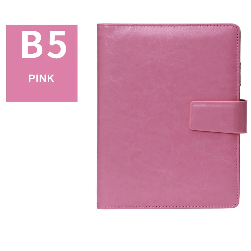 6 ring notebook A5 PU leather college diary with pockets and phone holder