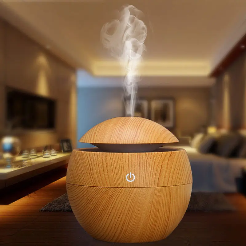 JanueLife Alibaba new products 130ml Wood Grain mini USB UFO shape humidifier, mini USB aroma diffuser
