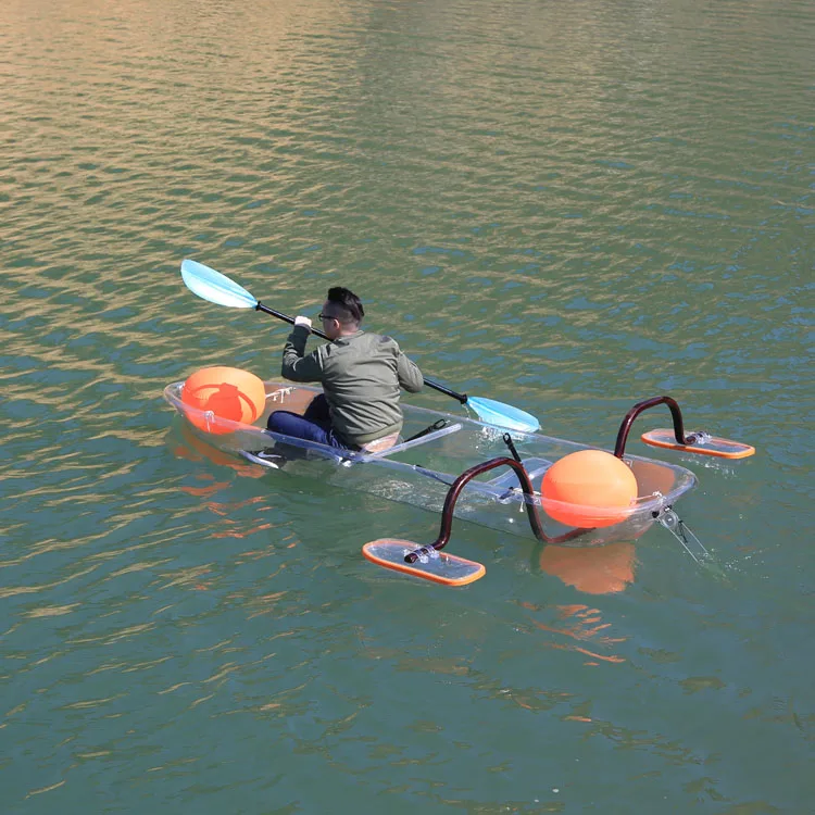 Chinese Wholesale Sea Ocean Clear Transparent Plastic Pc 2 Person Kayak With Pedal