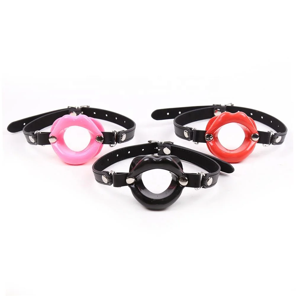 Lip Gag with Pu Strap Sex Slave Silicone Lips O Ring Open Mouth Gag Oral Fetish Bdsm Bondage Restraints Erotic sexual toys adult