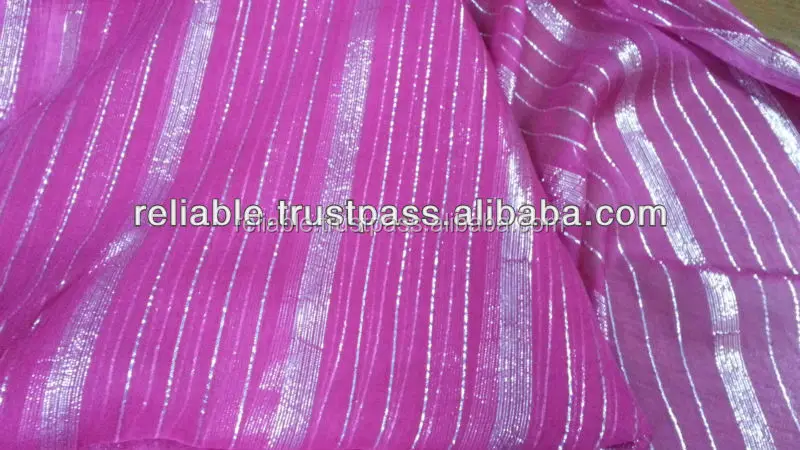 Latest Design Wholesale Bulk Quantity Available Magenta Colour Lurex Scarf On Silk Chiffon Scarves For Women At Factory Price