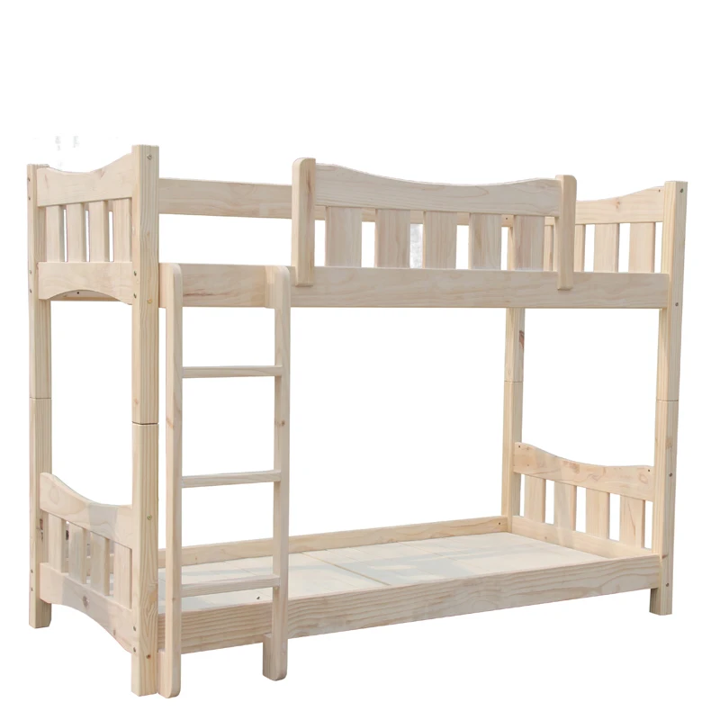 solid wood adults dormitory double bunk bed with desk