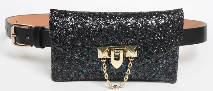 
wholesale Ladies glitter belt glitter pockets on thin belts glitter mobile phone belt women bag 