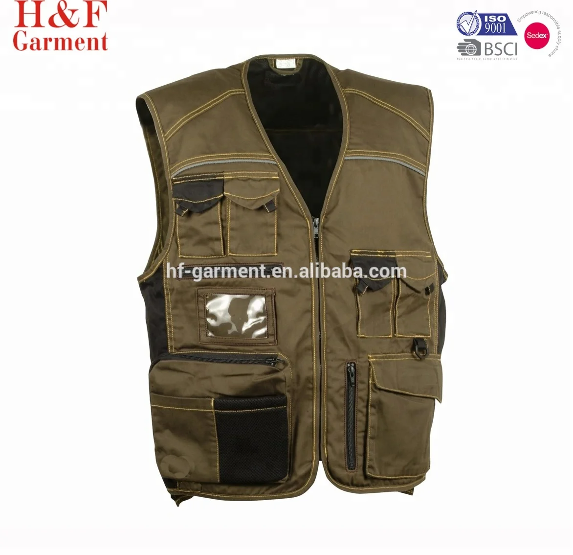 Custom men workwear vest twill fabric uniform tool vest mulit pocket