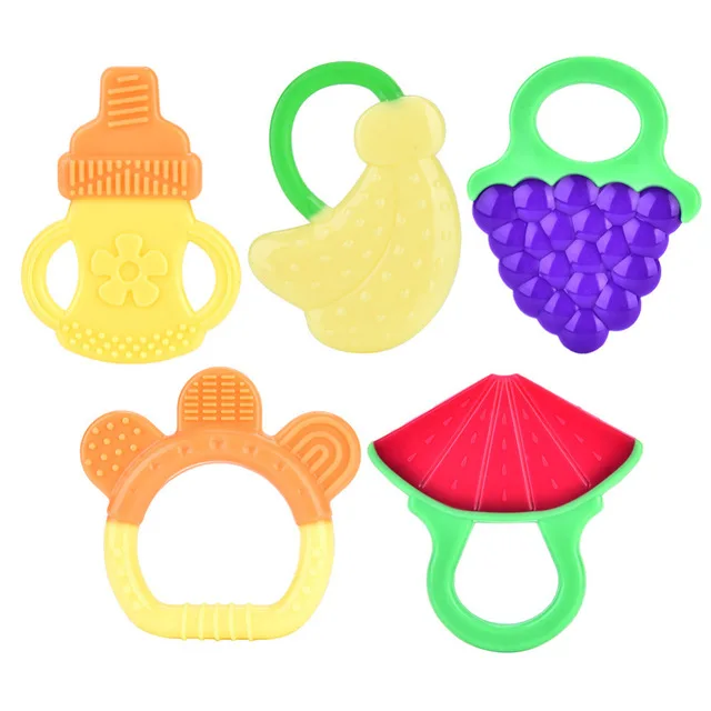 Silicone Teethers Fruit Grape Banana Watermelon Baby Teether Rubber Chew Charms Baby Teething Gift Toddler Toys