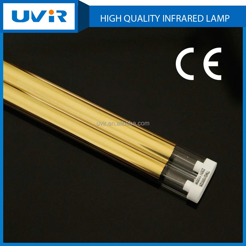 Gold twin tube mediumwave infrared heater for powder coating IR lamp