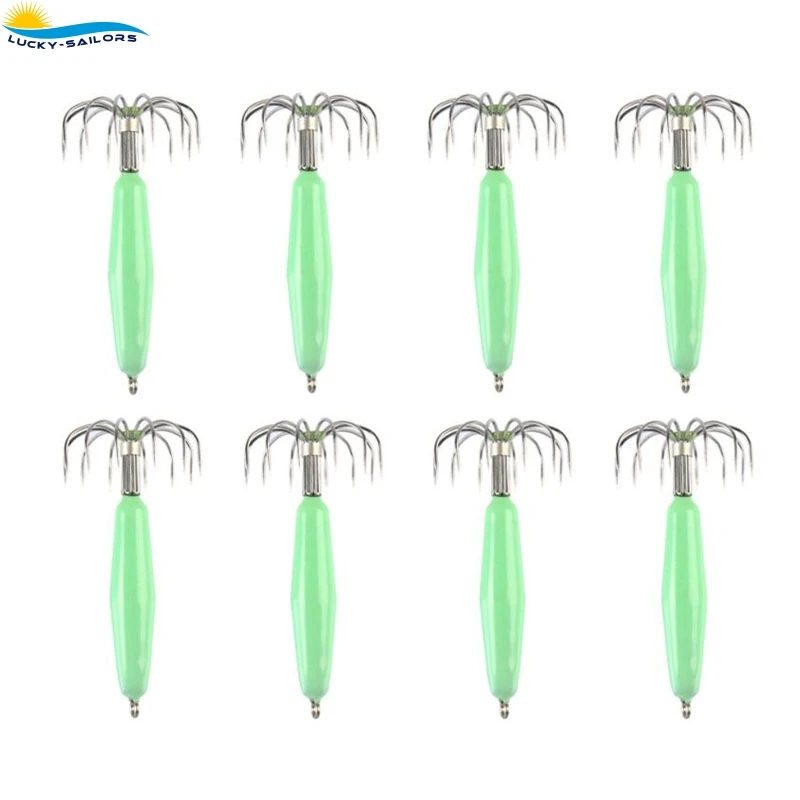 Luminous Fishing Squid Jigs  Hard Fishing Lures Fishing Hook 35g Popular for Squid