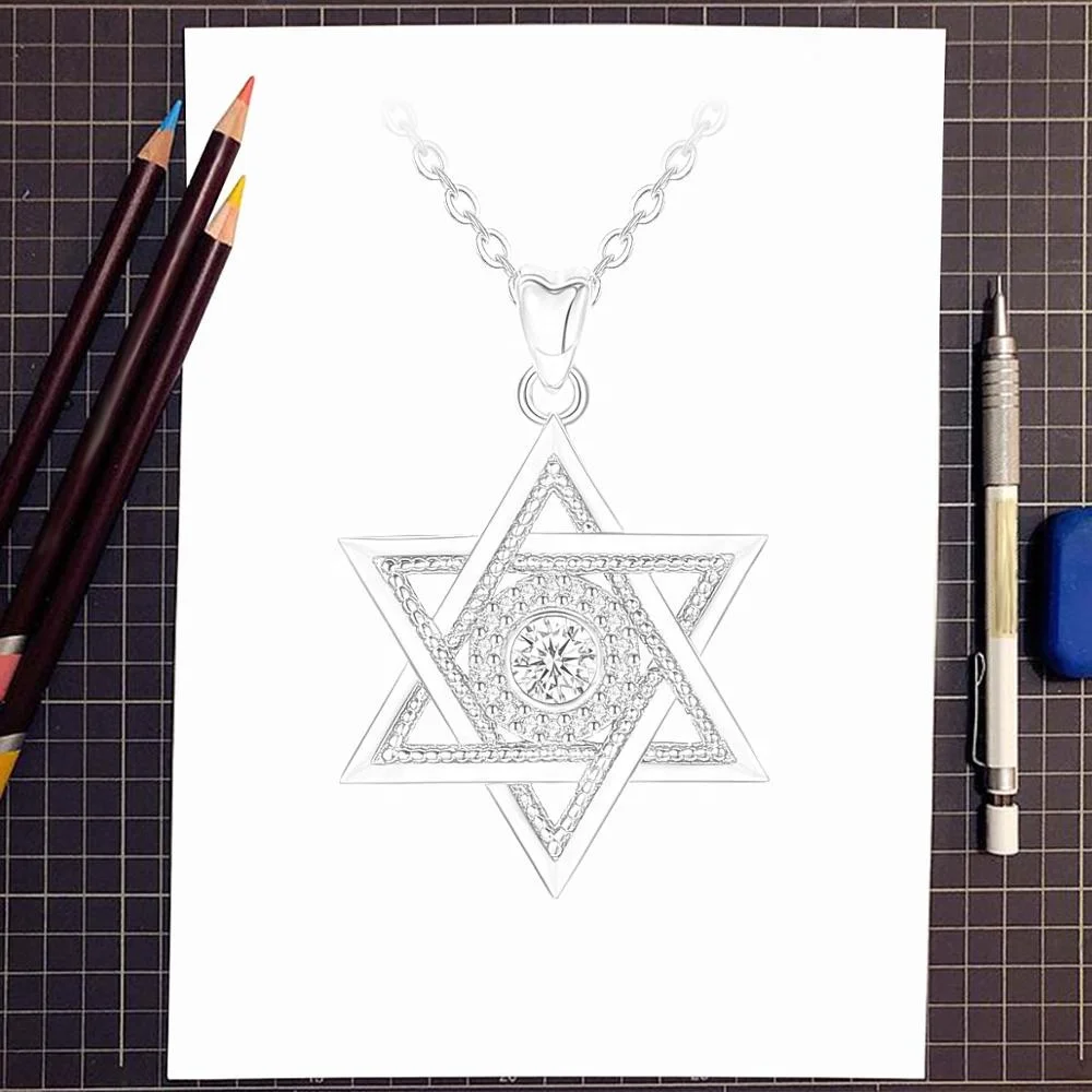 925 sterling silver jewish star of david necklace pendant for Women