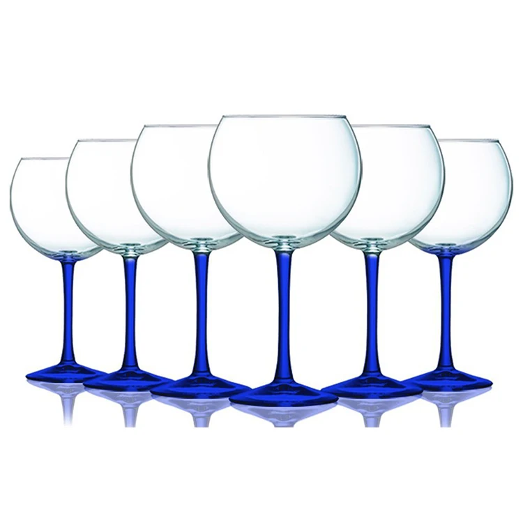 Hot Selling 20 oz Gin Goblets Colored Stem Red Wine glass