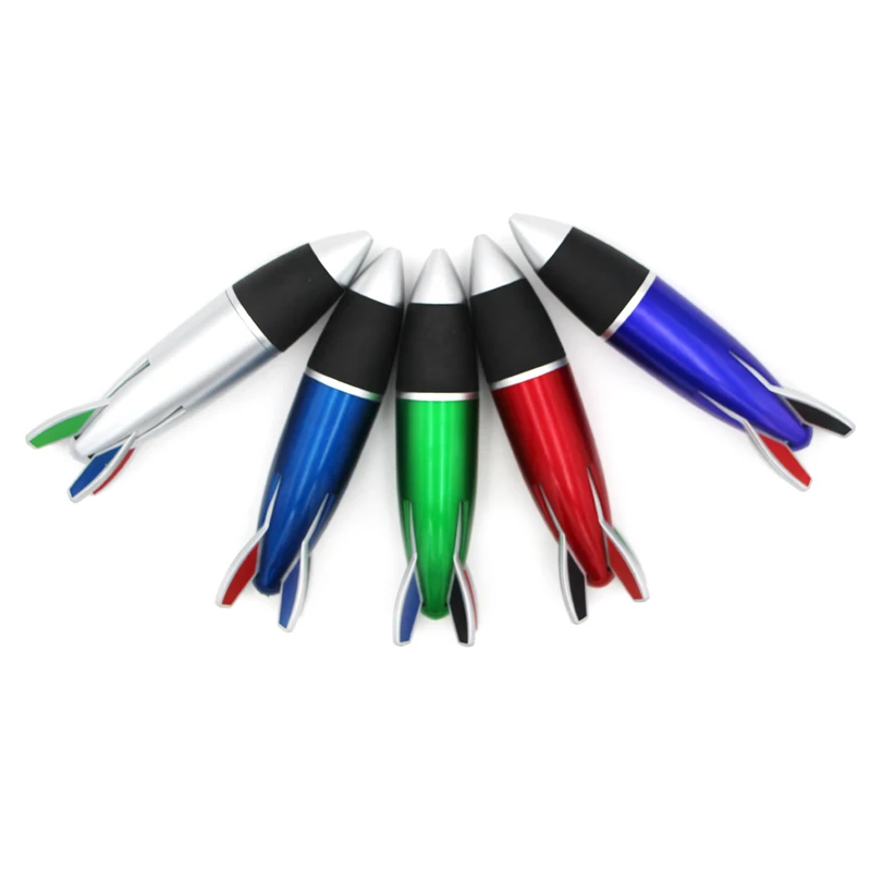 Novelty creative rockets or guidedmissile shaped ballpoint pen with multicolor for Promotion drum stick shaped pen