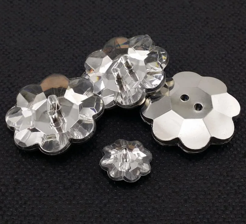 Crystal Clear Rhinestone Sewing Buttons Jewelry Scrapbooking Flat Round Faceted