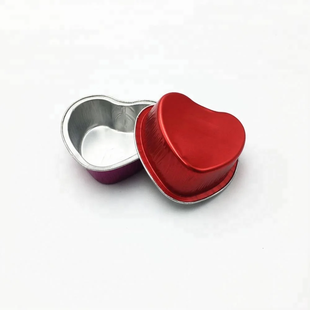 Heart shaped aluminum foil baking cup  custom printed aluminum foil pudding dessert cake cup with lid