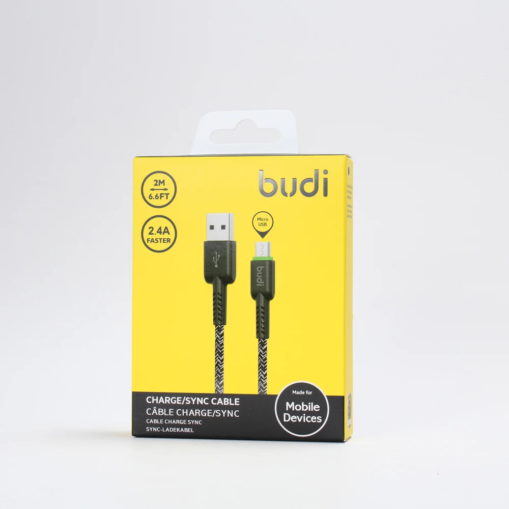 Hot Selling V8 Micro Usb Data Cable charging cable for mobile phones from budi factory odm oem