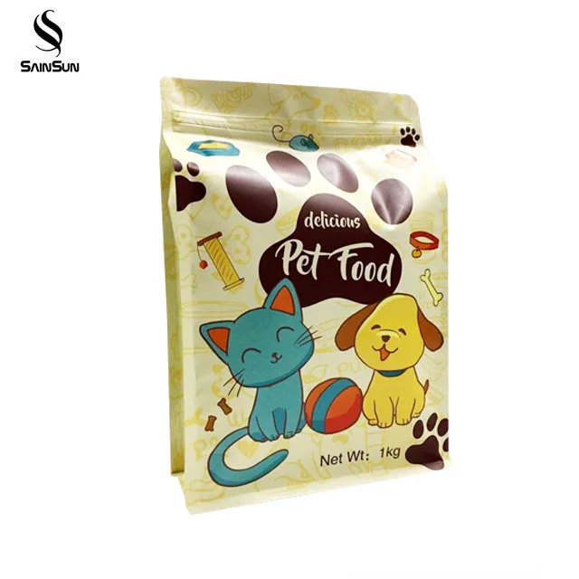 
Sample Printed Plastic Stand Up Pet Dog Food Snack Packaging Bag With Resealable Zipper 