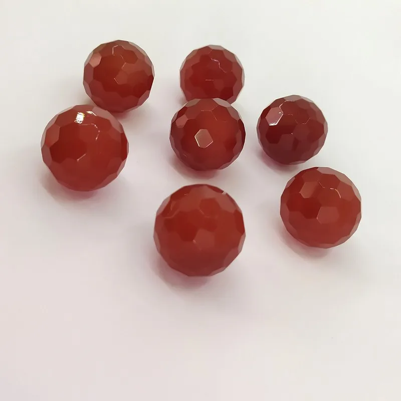 natural gemstone red agate without holes ball faceted beads carnelian spacer loose beads craft DIY jewelry