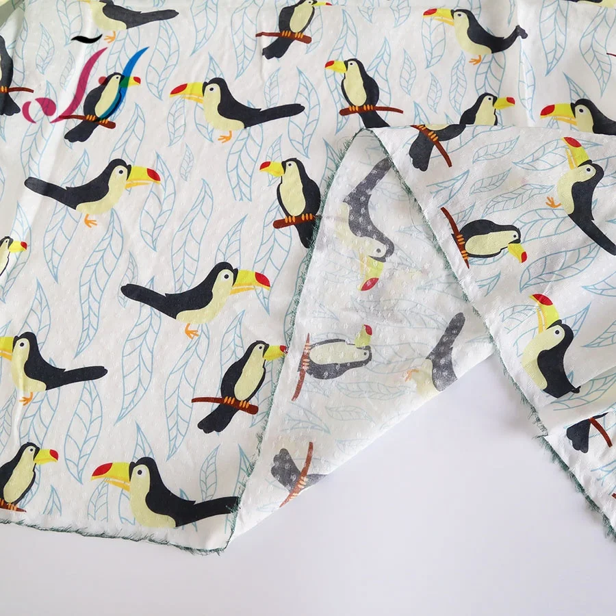 Custom digital printing on 100% rayon woven jacquard fabric cartoon pattern for dress and garment