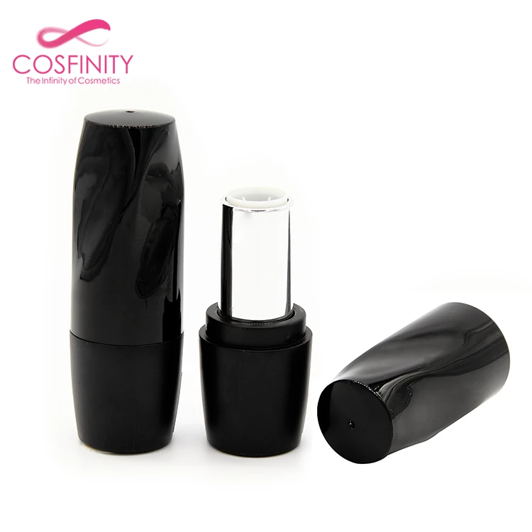 CP01-3031 cosmetic round shape aluminum lipstick case empty magnetic unique tube black lip balm container