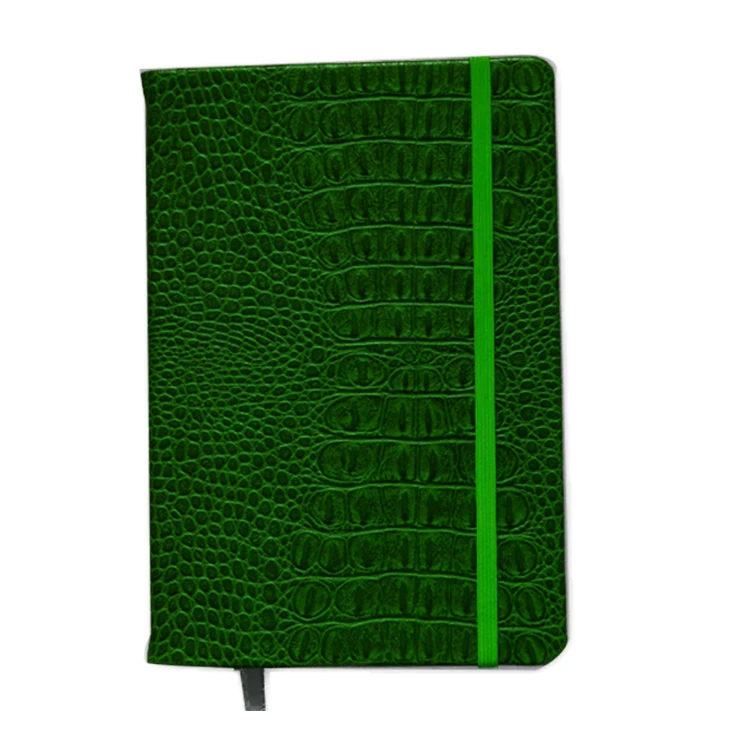 High quality A5 crocodile grain  leather elastic bound notebook 2020 planner