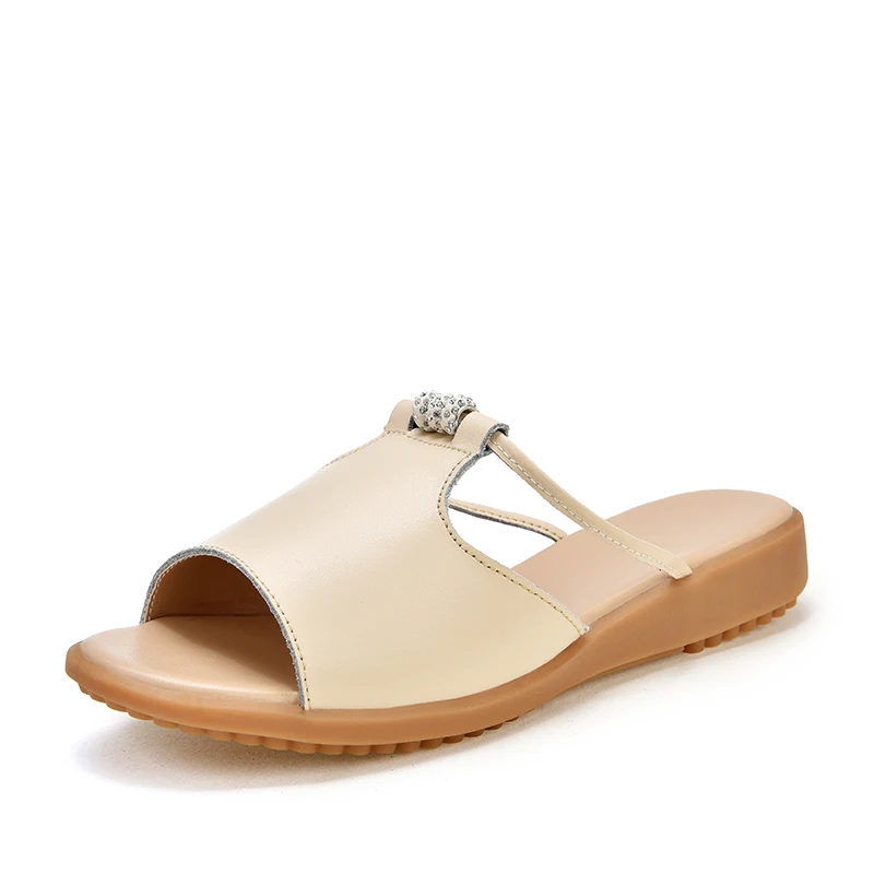 Ultima moda nuevo diseno sandalias de verano zapatos planos de cuero transpirable suela antideslizante senoras sandalias