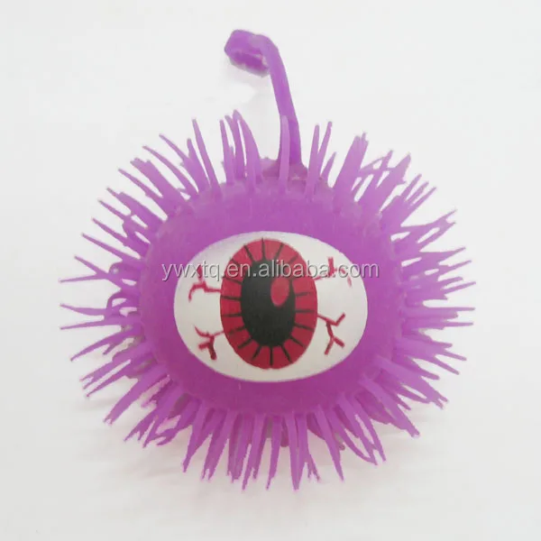 KEHUI Wholesale Flashing Puffer Ball Party Favor Toys Hariy Puffer Ball Inflatable Print Faces Easter toys