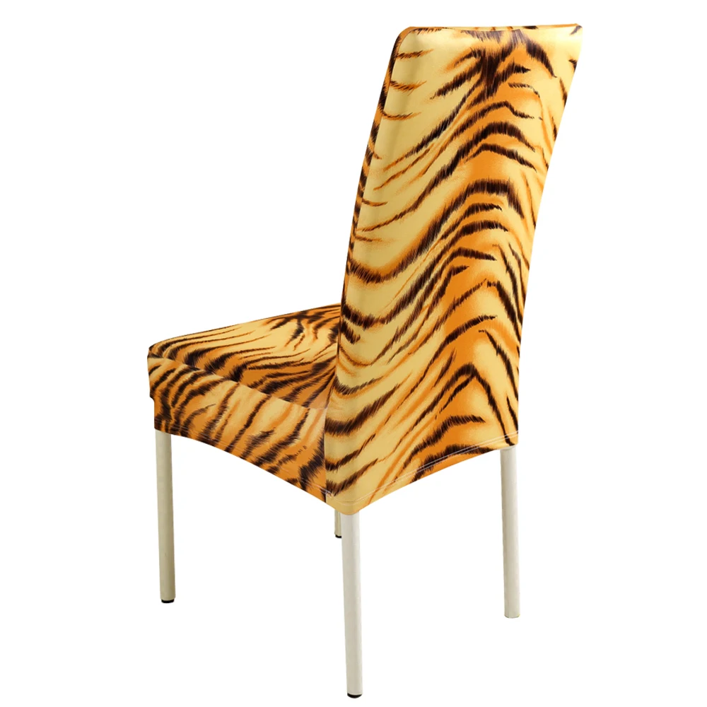 tiger pattern dining chair slipcover  spandex stretch banquet chair cover for hotel restaurant home kitchen