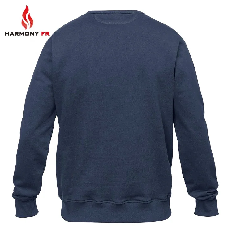 Manufacture Pullover 100% Cotton Knitted Flame Resistant FR Fleece Fireproof Sweatshirt For Workers