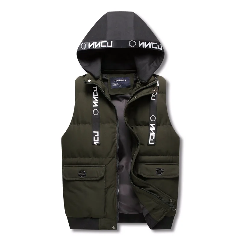 OEM Мужская зимняя молния на молнии, лента с принтом, стеганая куртка и жилет из хлопка.