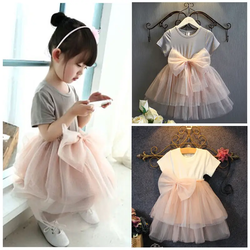 Baby Girls Summer Lace Toddler font b Dress b font Sequins Tulle Bow Tutu Gown font