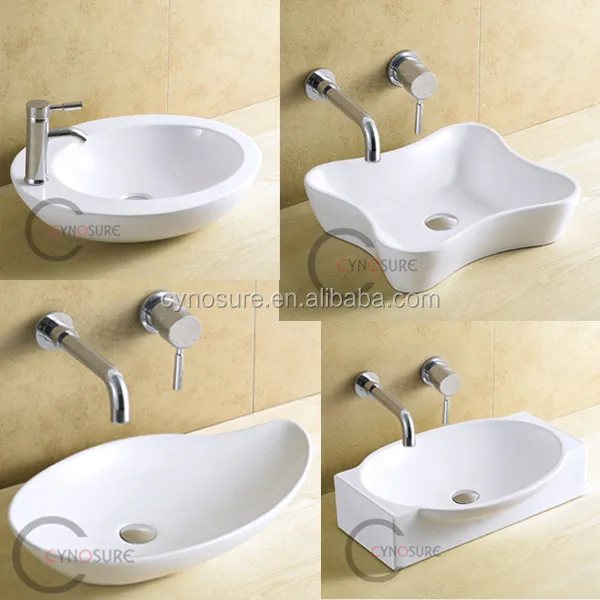 Wholesale Wash Basin Factory High Quality White Above Counter Top Sink Bathroom Sink Cheap Ceramic Art Wash Hand Basin